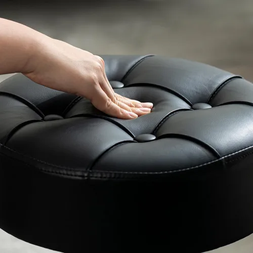Vista 4 de Taburete de tocador ajustable con espuma de alta densidad que no se hunde y base de metal Silla giratoria de maquillaje, taburete de maquillaje