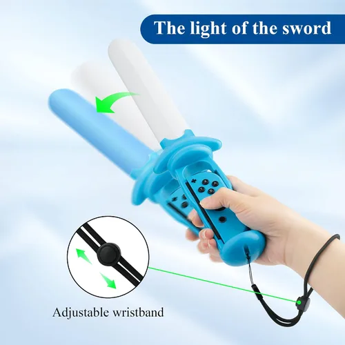 Vista 3 de FUNDIARY Espada de juego iluminada para The Legend of Zelda Sky Sword HD, agarre de espada LED para Nintendo Switch y Switch OLED, mango de espada