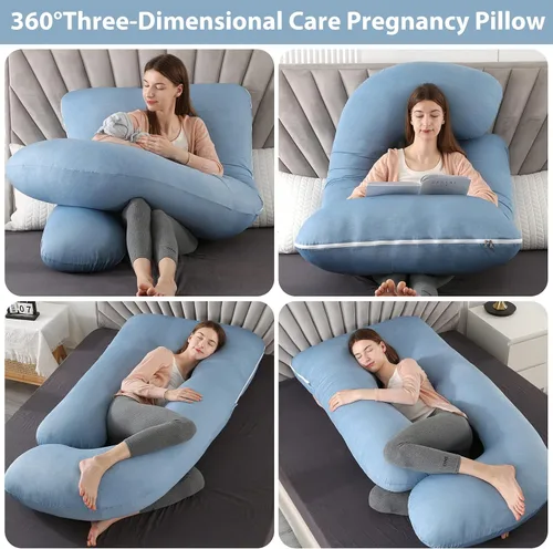 Vista 2 de Elover - Almohada de embarazo en forma de U, soporte de maternidad de cuerpo completo Removable Cover,Sleeping Support for Back,Legs, Belly &