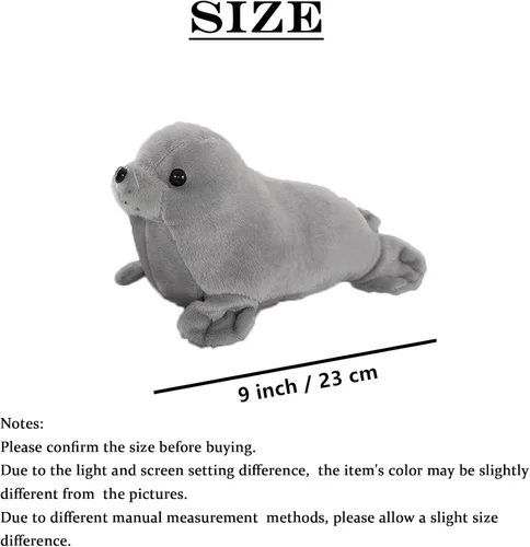 Vista 6 de zhidiloveyou Seal - Muñeca Kawaii de peluche de peluche, color gris