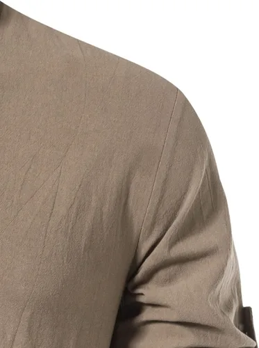 Vista 5 de LucMatton - Camisas de manga larga de estilo retro de algodón 100% para hombres de estilo medieval, vikingo o hippie