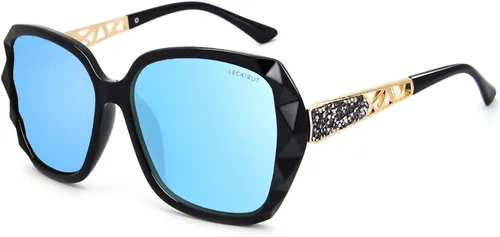 Vista 18 de Gafas de sol de gran tamaño para mujer, polarizadas, protección UV, clásicas, a la moda, para damas, marco negro, lente gris Montura café lente café