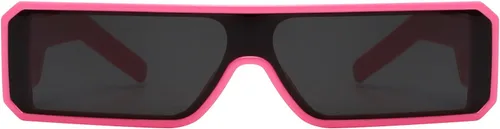 Vista 9 de Gafas de sol pequeñas para mujeres y hombres, futuristas alienígenas, color negro, lentes de sol rectangulares con marco brillante de los años 90