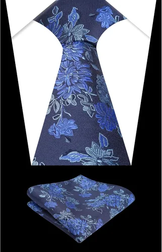 Vista 192 de Alizeal Mens 3.15inches Leaf Flower Pattern Tie with Floral Pocket Square Set