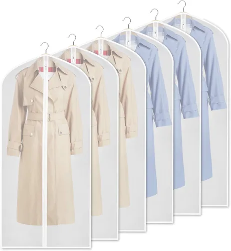 Vista 14 de Zilink Bolsas de ropa transpirables para abrigo de piel de 43", bolsas de traje para almacenamiento en armario, fundas transparentes para chaqueta