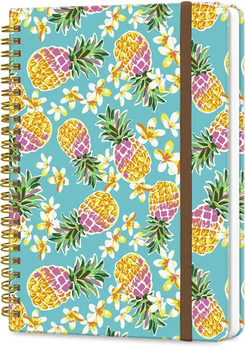 Vista 8 de Cuaderno de espiral A5, lindo cuaderno para mujeres y hombres, cuaderno de tapa dura con rayas universitarias para trabajo y toma de notas, 60