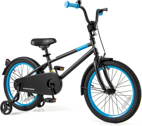 Vista 12 de BABY JOY Bicicleta infantil de macarones coloridos, de 12, 14, 16 y 18 pulgadas, bicicleta deportiva para niños con ruedas de entrenamiento