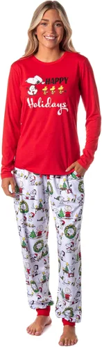 Vista 2 de INTIMO Peanuts Charlie Brown Snoopy Button Sleep Family - Conjunto de pijama navideño