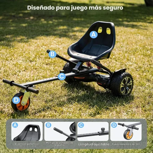 Vista 2 de Awwscooter Hoverboard Go Kart accesorio para niños y adultos no incluido