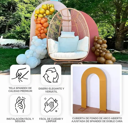 Vista 4 de Efavormart - Funda de arco abierto de elastano beige de 7 pies, doble cara, ajuste cómodo, en forma de U, para bodas escandalosas y decoración