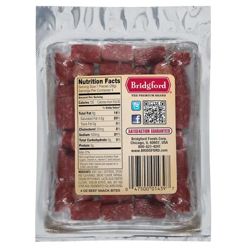 Vista 2 de Bridgford Bocadillos de carne de res de 4 onzas, paquete de 3 – Snacks listos para comer para aperitivos sobre la marcha – Snacks de carne sin
