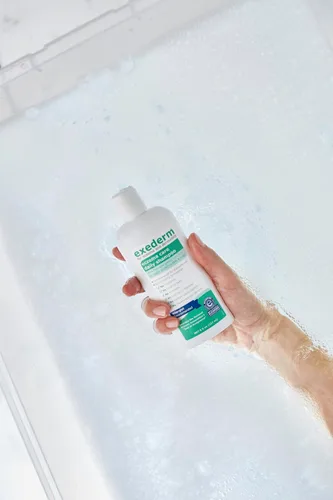 Vista 2 de Exederm Champú para eccema y dermatitis seborreica, 8 onzas líquidas, fórmula ultra sensible no irritante, cuidado diario del cabello para cuero
