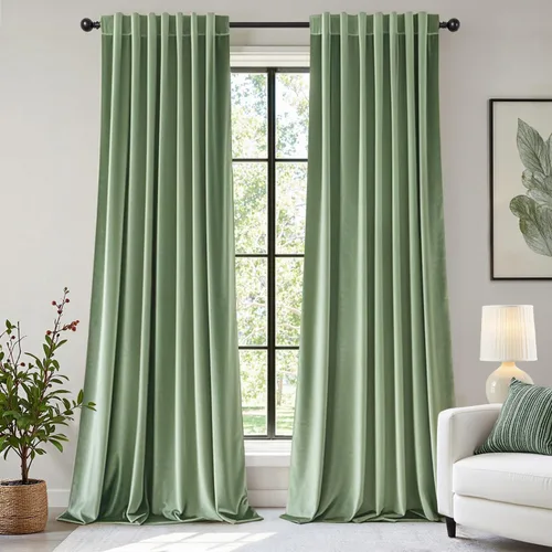 Vista 42 de EMEMA Cortinas de terciopelo negro, 2 paneles de 40 x 63 pulgadas de largo, bolsillo trasero para barra