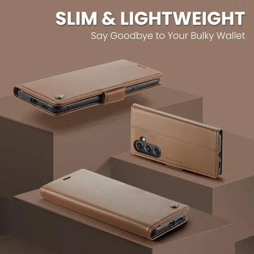 Vista 7 de Funda para Samsung Galaxy S23 FE, [bloqueo RFID] Cierre magnético, cartera de piel sintética con tarjetero y soporte para tarjetas, funda