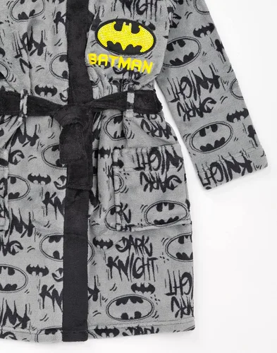 Vista 5 de DC Comics Batman Dressing Gown Boys Kids Grey Dark Knight Pjs Bathrobe