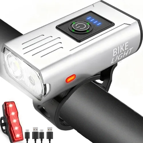 Vista 8 de Victoper Bike Light, High Lumens Super Bright Bicycle Lite, 6+4 Modes USB Rechargeable Bike Headlight & Taillight Set, Waterproof Safety Bike Front