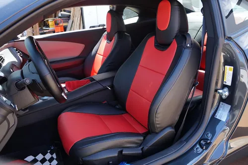 Vista 10 de Funda para asiento para Chevy Camaro, cuero artificial, hecha a medida, Negro