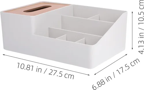 Vista 2 de Soporte para caja de pañuelos de bambú para tableta, organizador de cajas de papel multifuncional, cubierta de caja de pañuelos con almacenamiento
