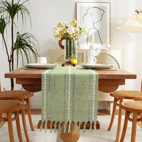 Vista 19 de Chassic - Caminos de mesa estilo granja, rústicos boho de 72 pulgadas de largo para comedor, decoración de mesa para fiestas, vacaciones y bodas, 14