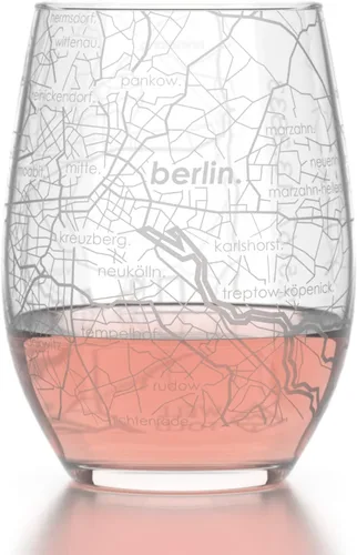 Vista 10 de Well Told Copa de vino grabada con mapa de España de Barcelona sin tallo, copa de vino grabada con mapa de la ciudad, regalo para los amantes