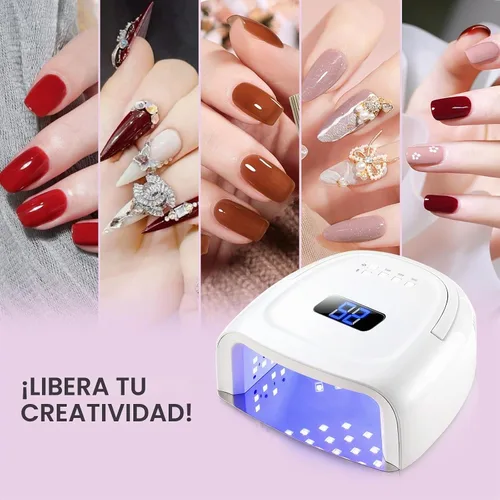 Vista 6 de Lámpara de uñas LED UV inalámbrica, secadora de uñas recargable de 60 W, luz de curado de esmalte de uñas para manicura con sensor automático y 4