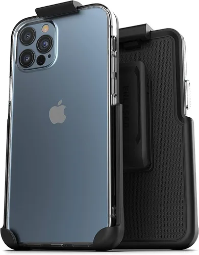 Vista 7 de Encased Funda para cinturón diseñada para iPhone 13 PRO MAX funda transparente con clip de funda (funda transparente con soporte para teléfono)