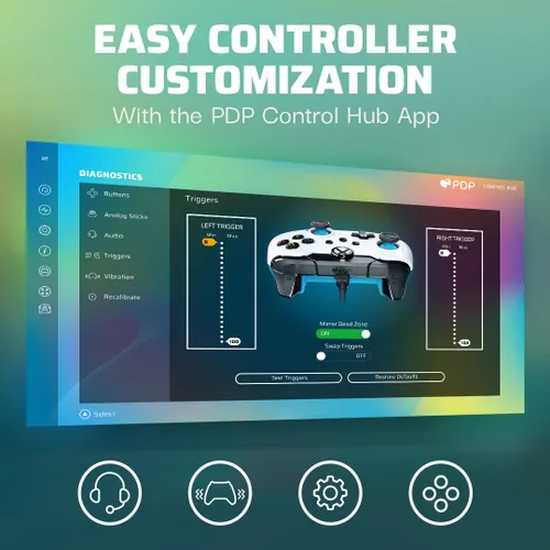 Vista 2 de PDP Wired Controller Ion White for Xbox Series XS, Gamepad, Wired Video Game Controller, Gaming Controller, Xbox One, Officially Licensed - Xbox