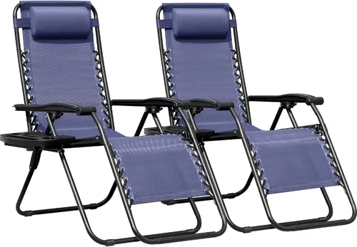 Vista 12 de Greesum Sillas Zero Gravity - Juego de 2 sillones reclinables ajustables de malla de acero para playa, terraza, césped, camping, patio, silla Negro