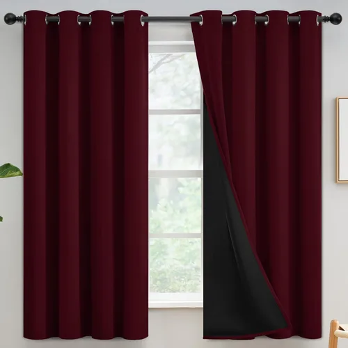 Vista 90 de Yakamok Cortinas negras, cortinas de ventana con aislamiento térmico y eficiencia energética para dormitorio, cortinas opacas completas y cortinas
