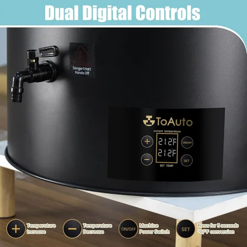 Vista 6 de TOAUTO Derretidor de cera digital comercial de 60 libras, máquina de fabricación de velas eléctrica extra grande de 30 L para control de temperatura
