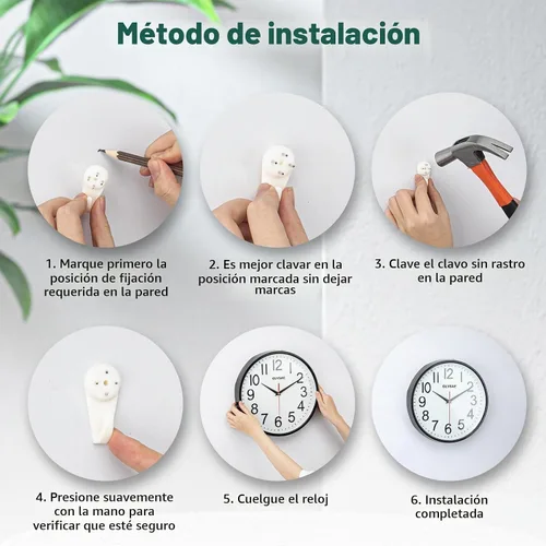 Vista 5 de GLVSAE Reloj de pared de 12 pulgadas sin tictac, relojes de pared que funcionan con pilas, grandes, fáciles de leer con dial estereoscópico