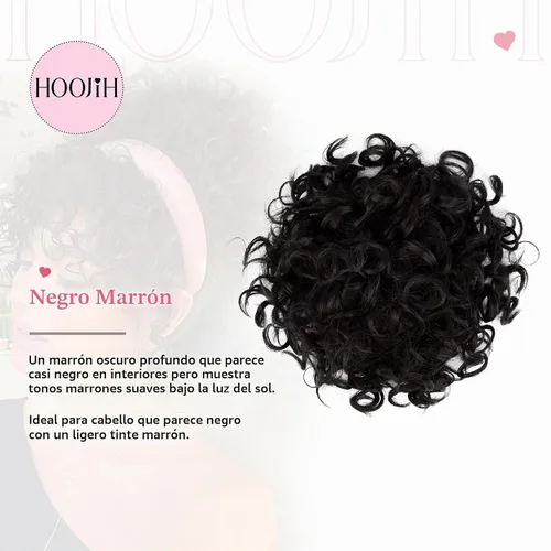 Vista 6 de HOOJIH - Moño desordenado para el pelo, pieza de pelo con cordón elástico, onda suelta, gran moño rizado, corto, extensión de cola de caballo Negro