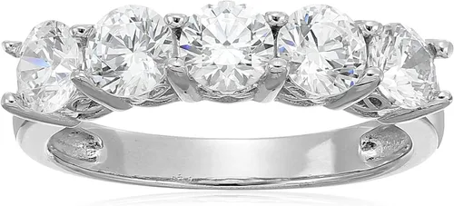 Vista 29 de Amazon Essentials Anillo de plata de ley de cinco piedras con circonita cúbica de corte redondo Infinite Elements (anteriormente colección Amazon)