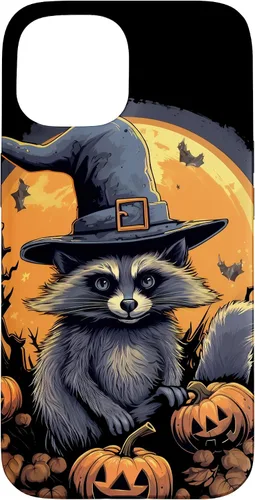Vista 6 de iPhone 16 Raccoon Witch Hat Pumpkins Halloween Costume Case