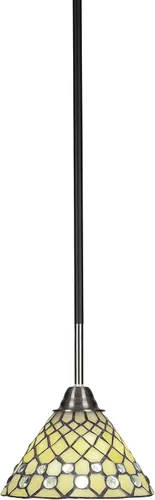 Vista 43 de Toltec Lighting Paramount - Mini colgante de 1 luz en acabado negro mate con cristal de arte perla de 7 pulgadas y estilo negro