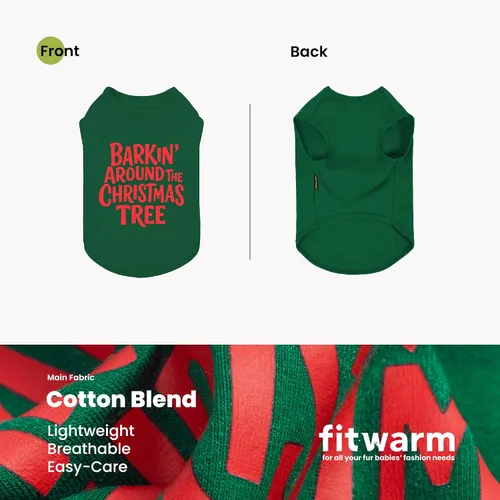 Vista 6 de Fitwarm Barkin' Around the Christmas Tree - Camisa para perro, ropa navideña para perros pequeños, niños y niñas, camiseta sin mangas festiva