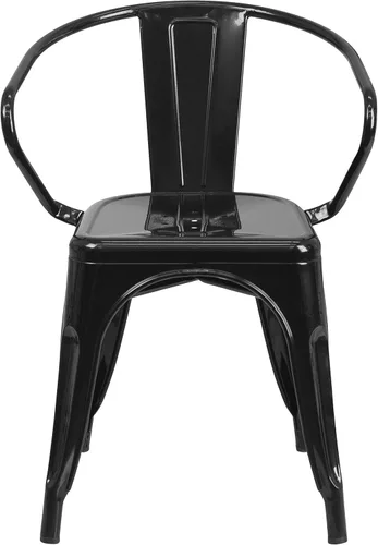 Vista 7 de Flash Furniture silla de metal con apoyabrazos, Metal, Negro