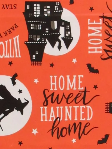 Vista 2 de Home Sweet Haunted Home Witch's Brew - Mantel trasero de franela de vinilo de la colección Halloween (color naranja, 52 x 70 pulgadas, oblongo)