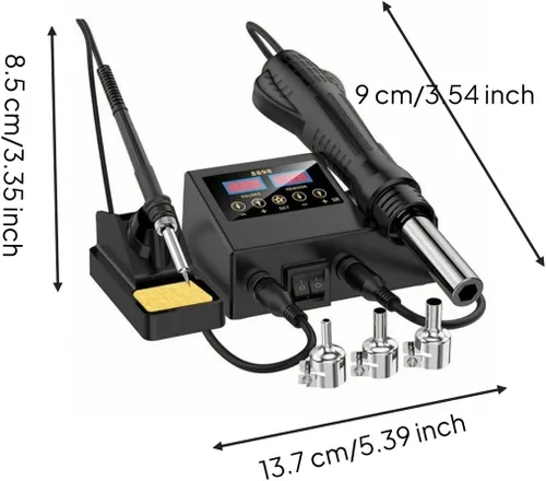 Vista 4 de Simhoa with Iron separate Temperature Controls, 2 in 1 Station, multifunctional, for Electronics Repair, Technicians