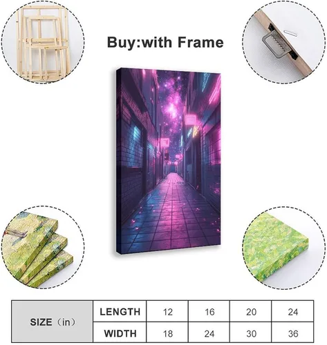 Vista 2 de 80s Inspired Neon Futuristic Poster – Retro Sci-Fi Glow Art – Unique Synthwave Home & Office Décor Canvas Poster Wall Art Decor Print Picture