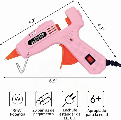 Vista 3 de Pistola de pegamento, kit de pistola de pegamento caliente mini con 20 barras de pegamento, pistolas de pegamento caliente para manualidades