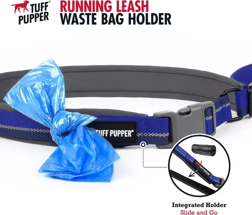 Vista 4 de Correa de perro Tuff Pupper con manos libres de longitud ajustable Ligera para correr, trotar, caminar Cinturón acolchado (61-127 cm) Se