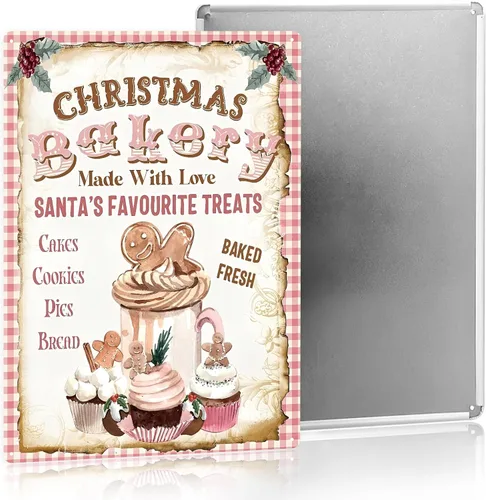 Vista 12 de Adornos de Navidad rosados, decoración del hogar, lindo gato, mamá, regalos para mujeres, letrero de hojalata de 8 x 12 pulgadas