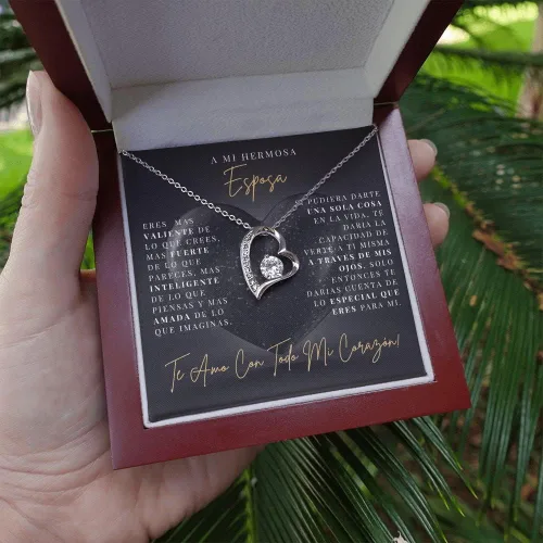 Vista 5 de LEXPO Para Mi Hermosa Esposa - Collar de regalo personalizado para Esposa, Novia, Pareja, Amor, Aniversario, Cumpleaños, Celebración - FL213P