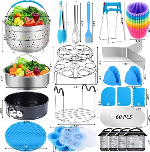 Vista 7 de Instant Pot - Juego de accesorios para olla a presión de 6 cuartos de galón y 8 cuartos de galón, 2 cestas de vapor, molde desmontable, molde