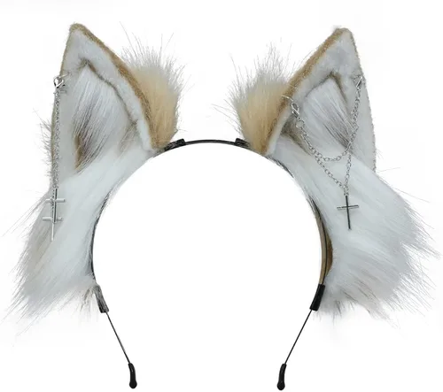 Vista 5 de VIGVAN Diademas de animales Cosplay orejas Fox Punk Cross 3c negro
