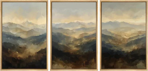 Vista 79 de SIGNWIN Lienzo enmarcado para pared, juego de arte tranquilo con reflejo de lago, acuarela, montaña y agua, ilustraciones modernas, arte abstracto