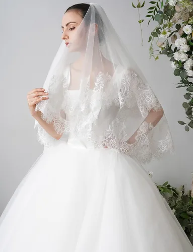Vista 4 de EllieHouse - Velo de novia de 2 niveles con peine X30