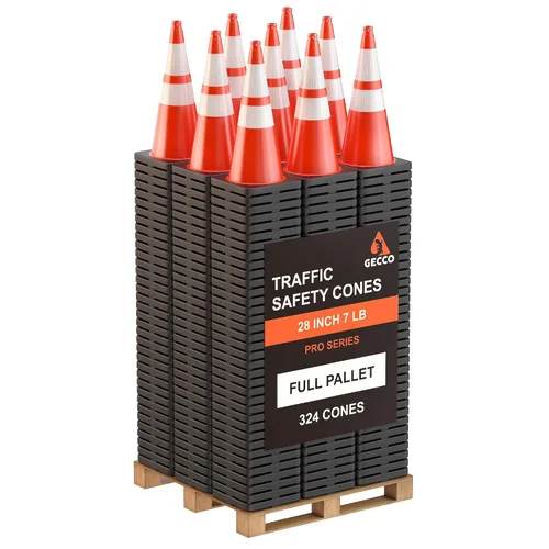 Vista 7 de GECCO ™ Paquete de 6 conos de tráfico naranjas resistentes de 28 pulgadas, 7 libras, conos de seguridad duraderos, conos naranjas, conos