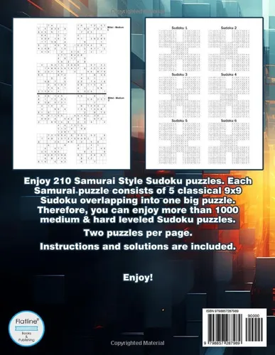 Vista 2 de Samurai Sudoku for Advanced 210 Intermediate & Hard Samurai Style Puzzle Variations